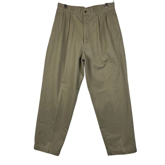 VTG‎ Bugle Boy Pants Mens 31x30 Tan Baggy Pleated Khakis Y2K 80s 90s Tapered - Picture 1 of 12